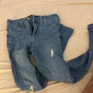 Hollister Blue Skinny Jeans with Distressed Details